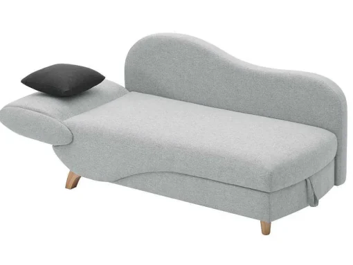 Chaise-Longue Direita Convertivel Em Tecido Cinza-Claro Com Espaco De Arrumação - Penelope