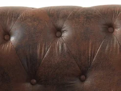 Chaise-Longue Direita Em Microfibra Aspeto Pele Envelhecida Estilo Chesterfield - Shirel