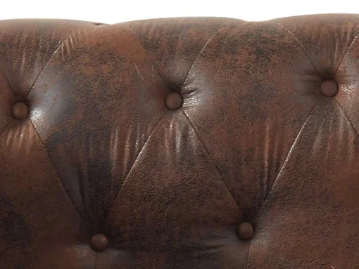Chaise-Longue Direita Em Microfibra Aspeto Pele Envelhecida Estilo Chesterfield - Shirel
