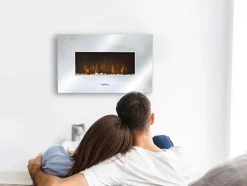 Cheminee Electrique En Verre Trempe Effet Miroir Avec Telecommande