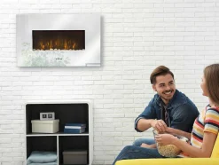 Cheminee Electrique En Verre Trempe Effet Miroir Avec Telecommande