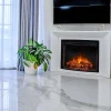 Cheminee Electrique 2Kw En Verre Trempe Noir Et Flamme Reglable