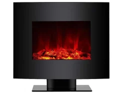 Cheminee Electrique 2Kw Verre Trempe Noir Avec Telecommande