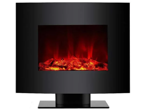 Cheminee Electrique 2Kw Verre Trempe Noir Avec Telecommande