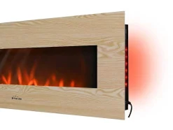 Cheminee Electrique Panoramique Avec Eclairage Led D'Ambiance Et Panneau Frontal En Mdf