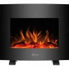 Cheminee Electrique 2000W En Verre Trempe Noir Et Pieds