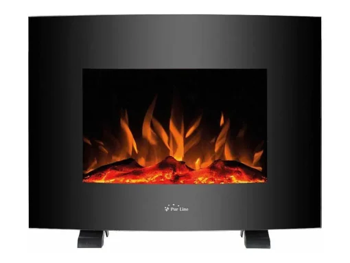 Cheminee Electrique 2000W En Verre Trempe Noir Et Pieds
