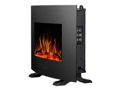 Cheminee Electrique 2000W En Verre Trempe Noir Et Pieds