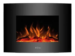 Cheminee Electrique 2000W En Verre Trempe Noir Et Pieds