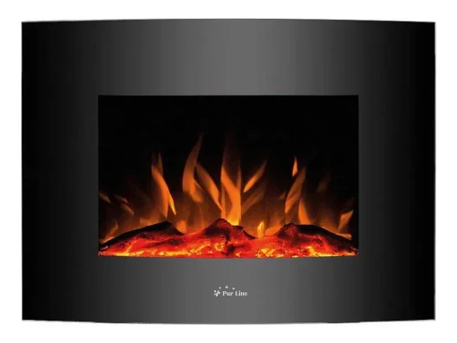 Cheminee Electrique 2000W En Verre Trempe Noir Et Pieds