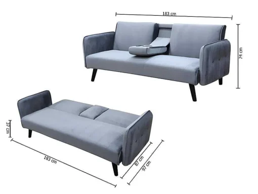 Click Clac Roma Sofá-Cama De 2 Lugares Repousa Vidro Veludo 183X74Cm Preto