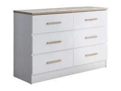 Cómoda 6 Gavetas Branco E Natural - Skaido