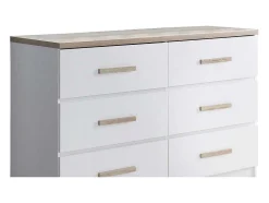 Cómoda 6 Gavetas Branco E Natural - Skaido