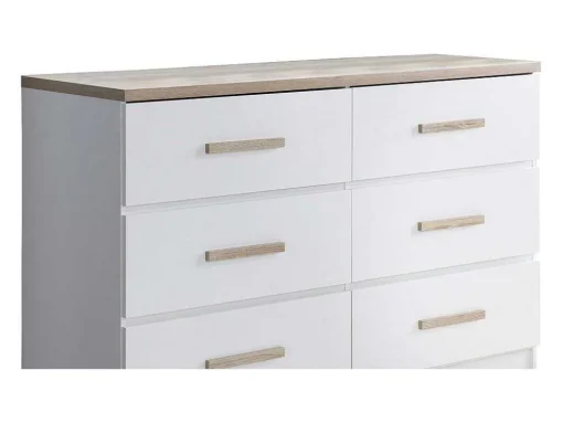 Cómoda 6 Gavetas Branco E Natural - Skaido