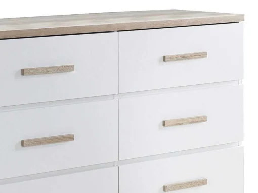 Cómoda 6 Gavetas Branco E Natural - Skaido
