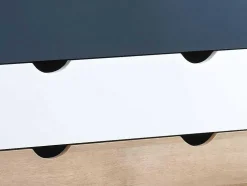 Cómoda 6 Gavetas Cor Natural, Branco E Azul-Marinho - Lurvia