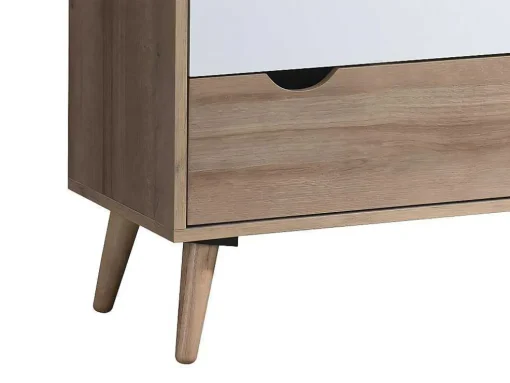 Cómoda 6 Gavetas Cor Natural, Branco E Azul-Marinho - Lurvia