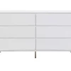 Cómoda 6 Gavetas, Mdf E Metal Lacado A Branco E Dourado - Korasa