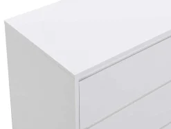 Cómoda 6 Gavetas, Mdf E Metal Lacado A Branco E Dourado - Korasa