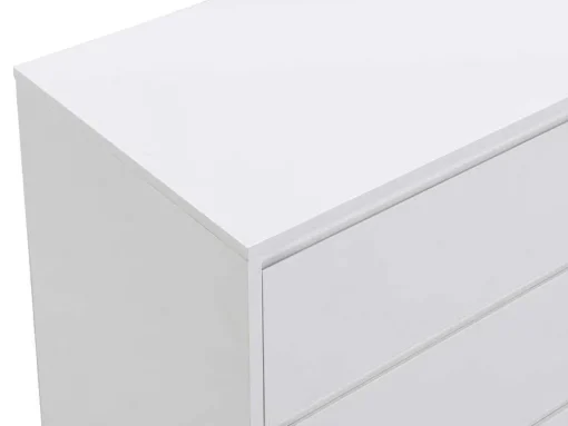 Cómoda 6 Gavetas, Mdf E Metal Lacado A Branco E Dourado - Korasa