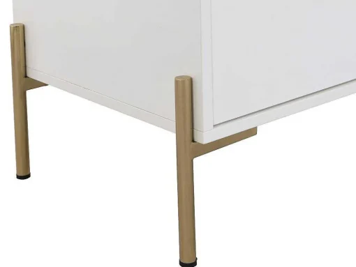 Cómoda 6 Gavetas, Mdf E Metal Lacado A Branco E Dourado - Korasa