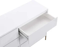 Cómoda 6 Gavetas, Mdf E Metal Lacado A Branco E Dourado - Korasa