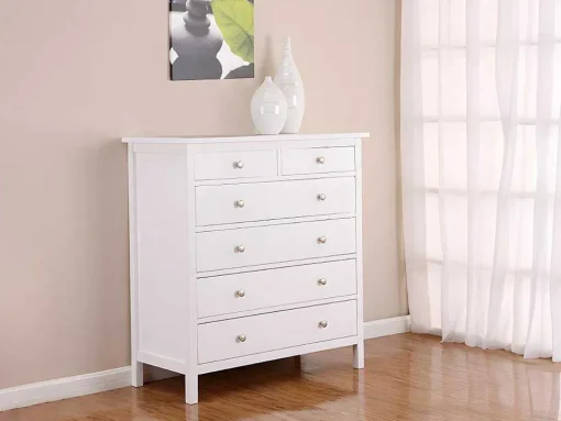 Cómoda Albane - 6 Gavetas - Pinho Branco