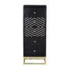 Cómoda Alta Art Deco Prismin - 5 Gavetas - Madeira De Mangueira E Metal - Preto E Dourado