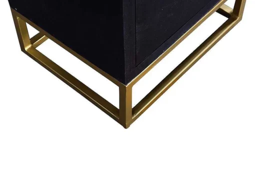 Cómoda Alta Art Deco Prismin - 5 Gavetas - Madeira De Mangueira E Metal - Preto E Dourado
