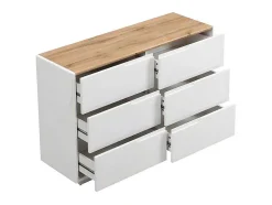 Cómoda Com 6 Gavetas Em Mdf Lacado A Branco E Cor Carvalho - Amani