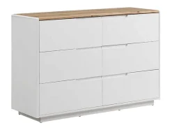 Cómoda Com 6 Gavetas Em Mdf Lacado A Branco E Cor Carvalho - Amani
