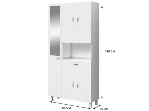 Coluna De Casa De Banho Com Espelho De Pe 180 Cm Branco - Minela