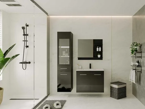 Coluna De Casa De Banho Sem Leds Preto C30 X L30 X A132 Cm - Laurine