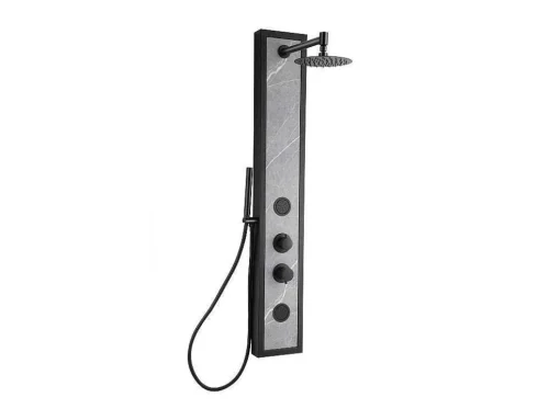 Coluna De Duche De Hidromassagem Preta Com Decoração Pedra A127 X L48,5 Xm - Letiya