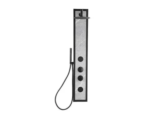 Coluna De Duche De Hidromassagem Preta Com Decoração Pedra A127 X L48,5 Xm - Letiya