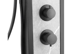 Coluna De Duche De Hidromassagem Preta Com Decoração Pedra A127 X L48,5 Xm - Letiya