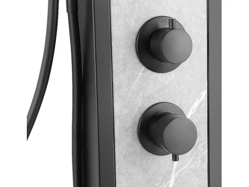 Coluna De Duche De Hidromassagem Preta Com Decoração Pedra A127 X L48,5 Xm - Letiya