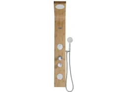 Coluna De Duche Hidromassagem Tissia, Chuva Tropical E Painel Em Bambu - 20*140 Cm