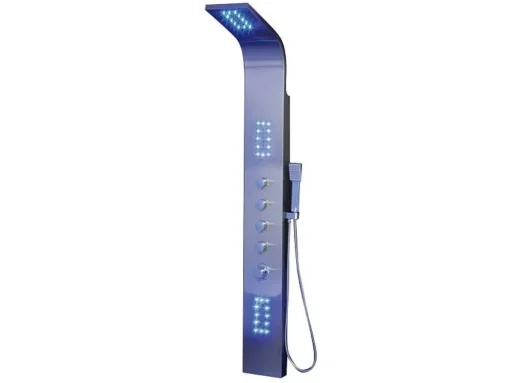 Coluna De Duche Hidromassagem Termostatica Com Leds Felicita - 20 X 165 Cm - Prateada