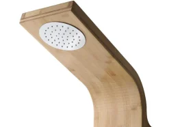 Coluna De Duche Hidromassagem Tissia, Chuva Tropical E Painel Em Bambu - 20*140 Cm