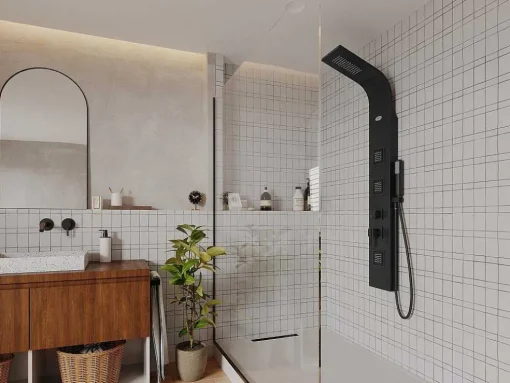 Coluna De Duche Hidromassagem Tyra - Preta - 20*150 Cm