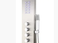 Coluna De Duche Hidromassagem Termostatica Com Leds Felicita - 20 X 165 Cm - Prateada