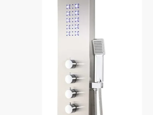 Coluna De Duche Hidromassagem Termostatica Com Leds Felicita - 20 X 165 Cm - Prateada