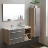 Coluna Suspensa Para Casa De Banho Cor Natural Clara E Cinza, C35 X L30 X A120 Cm - Jasmine