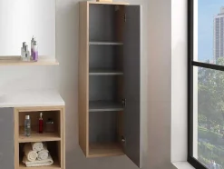 Coluna Suspensa Para Casa De Banho Cor Natural Clara E Cinza, C35 X L30 X A120 Cm - Jasmine
