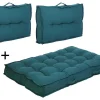 Conjunto 1 Colchão + 2 Encostos Sofá De Paletes Em Algodao Azul - Baila
