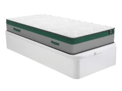 Conjunto Artigos De Cama 90 X 190 Cm Sommier Com Espaco De Arrumação Branco + Colchão De Molas Ensacadas - Prestige Da Dreamea
