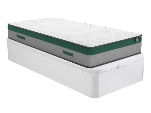 Conjunto Artigos De Cama 90 X 190 Cm Sommier Com Espaco De Arrumação Branco + Colchão De Molas Ensacadas - Prestige Da Dreamea