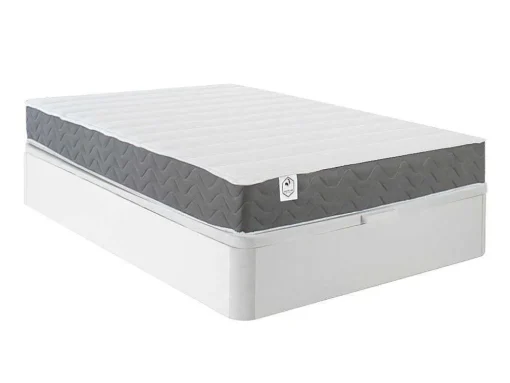 Conjunto Artigos De Cama 140 X 190 Cm Sommier Com Espaco De Arrumação Branco + Colchão De Espuma Hd - Heaven Da Dreamea