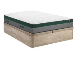 Conjunto Artigos De Cama 160 X 200 Cm Sommier Com Espaco De Arrumação Natural Claro + Colchão De Molas Ensacadas - Prestige Da Ysmee